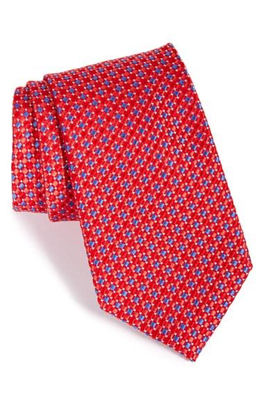 Men's Nordstrom Men's Shop Geo Pattern Silk Tie, Size - Red