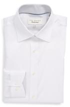Men's Ted Baker London 'oncore' Trim Fit Micro Stripe Dress Shirt 34/35 - White