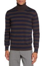 Men's Eleventy Striped Turtleneck Sweater - Brown