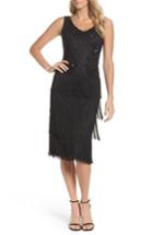 Women's Pisarro Nights Embellished Fringe Tiered Sheath Dress - Black