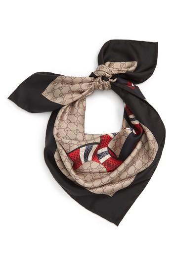 Men's Gucci Snake Print Silk Scarf, Size - Beige