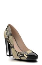 Women's Shoes Of Prey Cap Toe Block Heel Pump .5 B - Beige