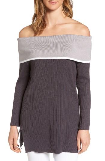 Women's Ming Wang Off The Shoulder Tunic - Grey