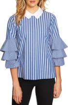 Women's Cece Ruffle Sleeve Stripe Top