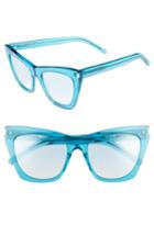 Women's Saint Laurent Kate 55mm Cat Eye Sunglasses - Turquoise