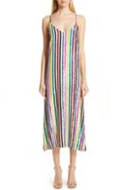 Women's Caroline Constas Sequin Stripe Midi Slipdress - White