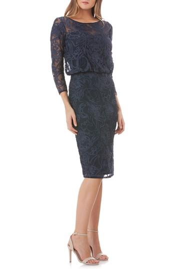 Women's Js Collections Soutache Embroidered Blouson Dress - Blue