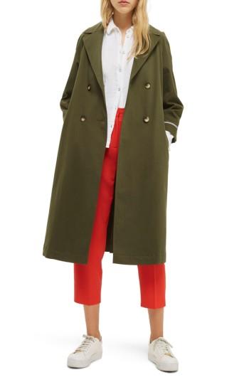 Women's Topshop Relaxed Trench Coat Us (fits Like 0-2) - Green