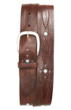 Men's Orciani Wax Embellished Leather Belt Eu - T. Moro