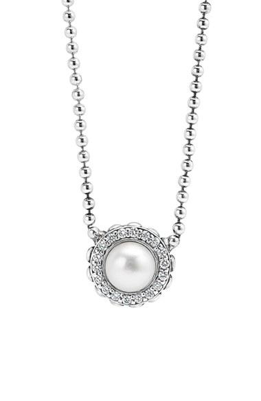 Women's Lagos 'luna' Pearl & Diamond Pendant Necklace