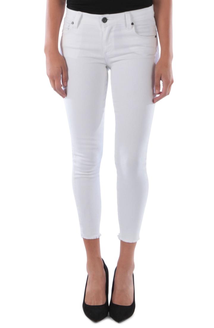 Women's Kut From The Kloth Connie Frayed Ankle Skinny Jeans - White
