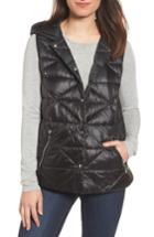 Women's Bernardo Reversible Hooded Down & Primaloft Vest - Black