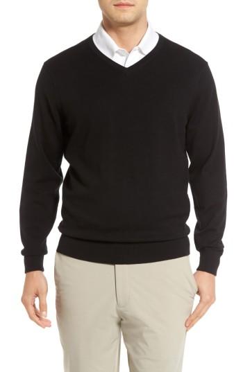 Men's Cutter & Buck Lakemont V-neck Sweater, Size - Black