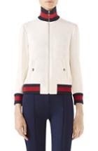 Women's Gucci Jersey Gabardine Bomber - White