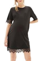 Women's Topshop Lace Trim Maternity T-shirt Dress Us (fits Like 0-2) - Black