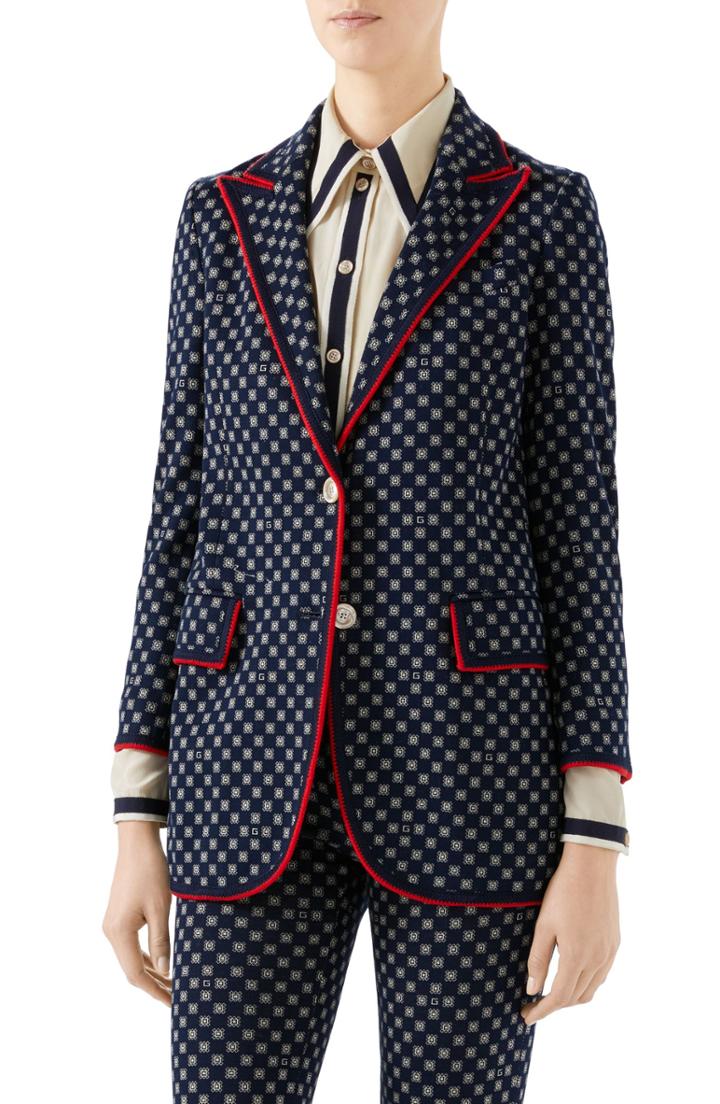 Women's Gucci G-frames Jersey Jacket Us / 38 It - Blue