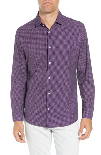 Men's Mizzen+main Damon Trim Fit Print Performance Sport Shirt - Purple
