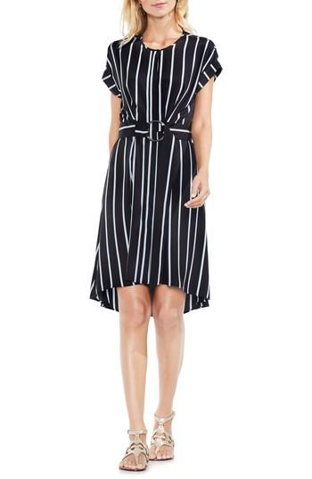 Women's Vince Camuto Theory Stripe Belted Dress, Size - Black