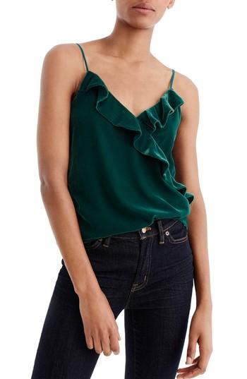 Women's J.crew Going Out Velvet Top - Green