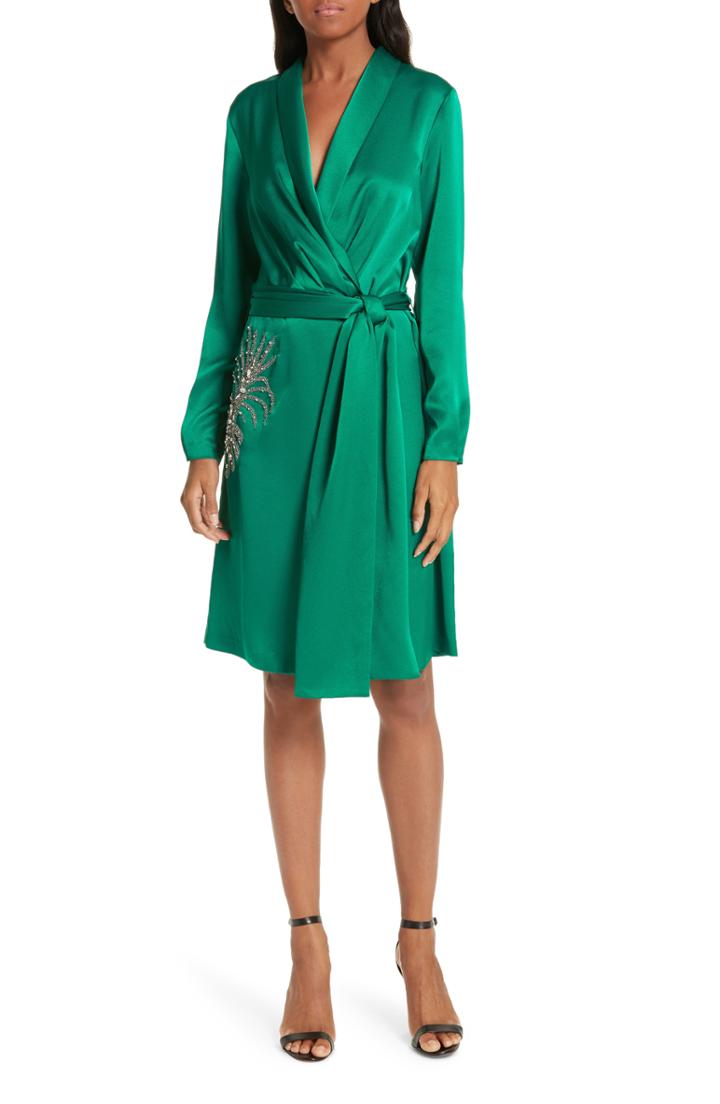 Women's Ba & Sh Janeiro Satin Wrap Dress - Green