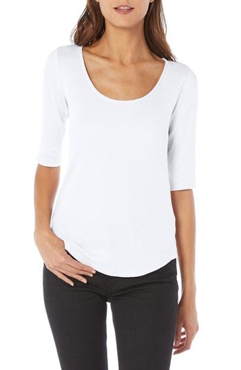 Women's Michael Stars Shine Reversible Scoop Cotton Blend Top, Size - White