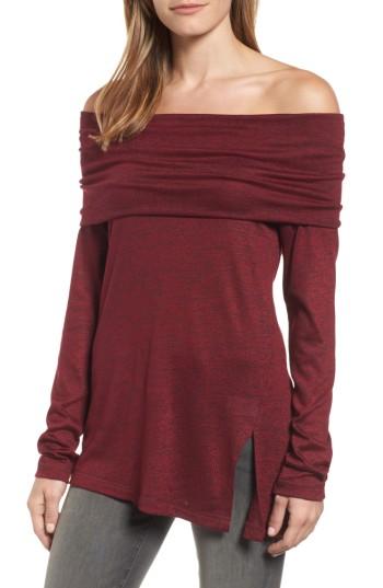 Women's Michael Stars Off The Shoulder Knit Top, Size - Burgundy