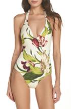 Women's Robin Piccone Hawaiian Floral One-piece Swimsuit - Ivory
