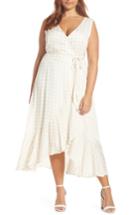 Women's Charles Henry Sleeveless Gingham Wrap Dress - Ivory