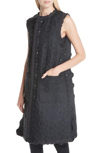 Women's Noir Kei Ninomiya Floral Faux Fur Reversible Vest - Black