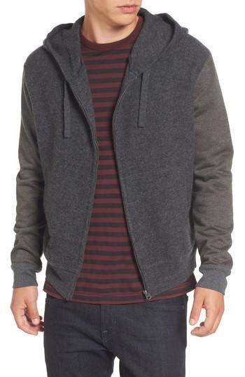 Men's French Connection Hooded Zip Sweater - Black