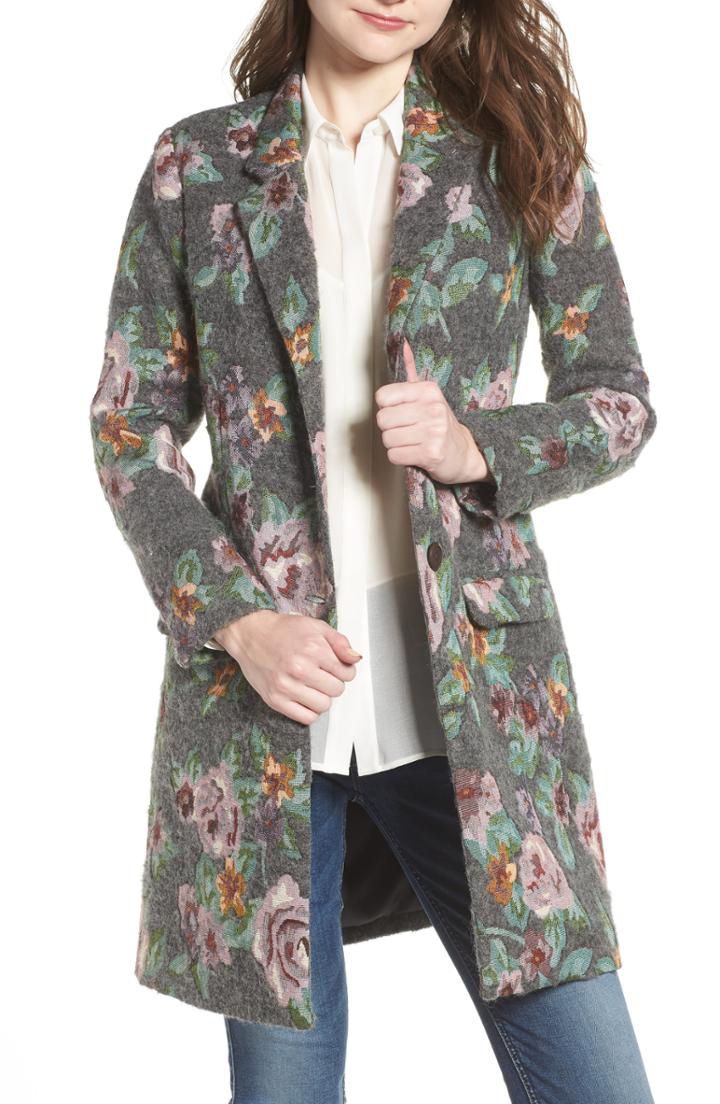 Women's Bb Dakota Floral Jacquard Long Blazer
