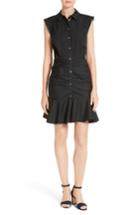 Women's Veronica Beard Flare Hem Ruched Shirtdress - Black