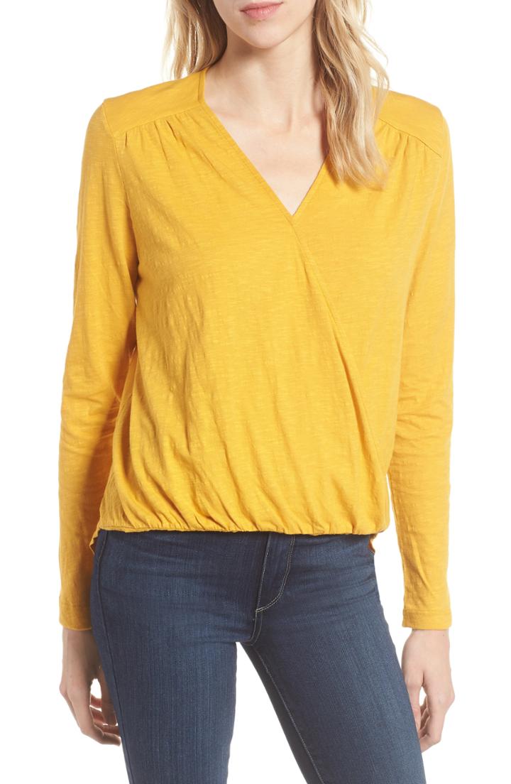 Women's Caslon Faux Wrap Top - Yellow