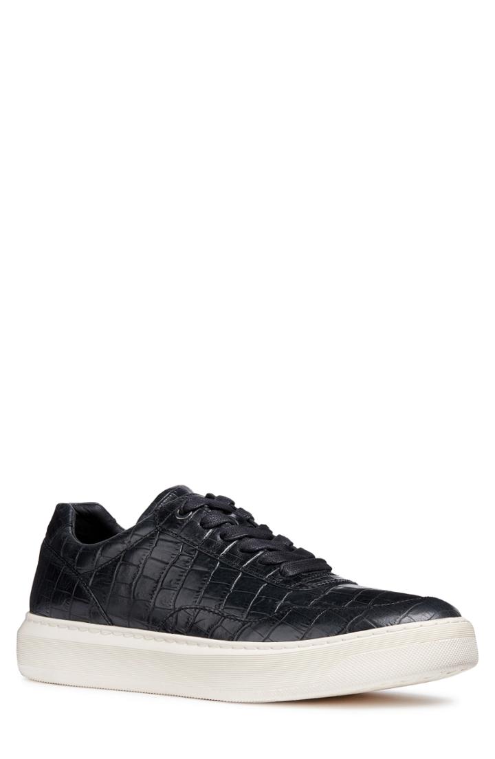 Men's Geox Deiven 8 Croc Textured Low Top Sneaker Us / 40eu - Black