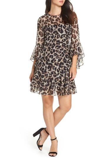 Women's Eliza J Bell Sleeve Flounce Dress - Beige