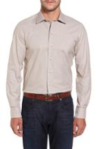 Men's David Donahue Micro Houndstooth Sport Shirt, Size - Beige