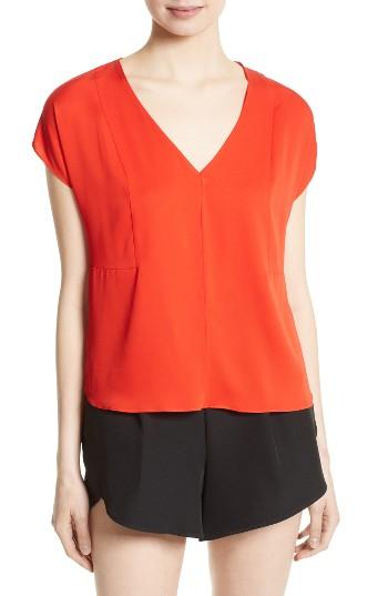 Women's Milly Stretch Silk Dolman Tee, Size - Red