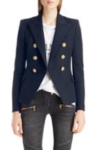 Women's Saint Laurent Leather Trim Classic Teddy Jacket Us / 40 Fr - Green
