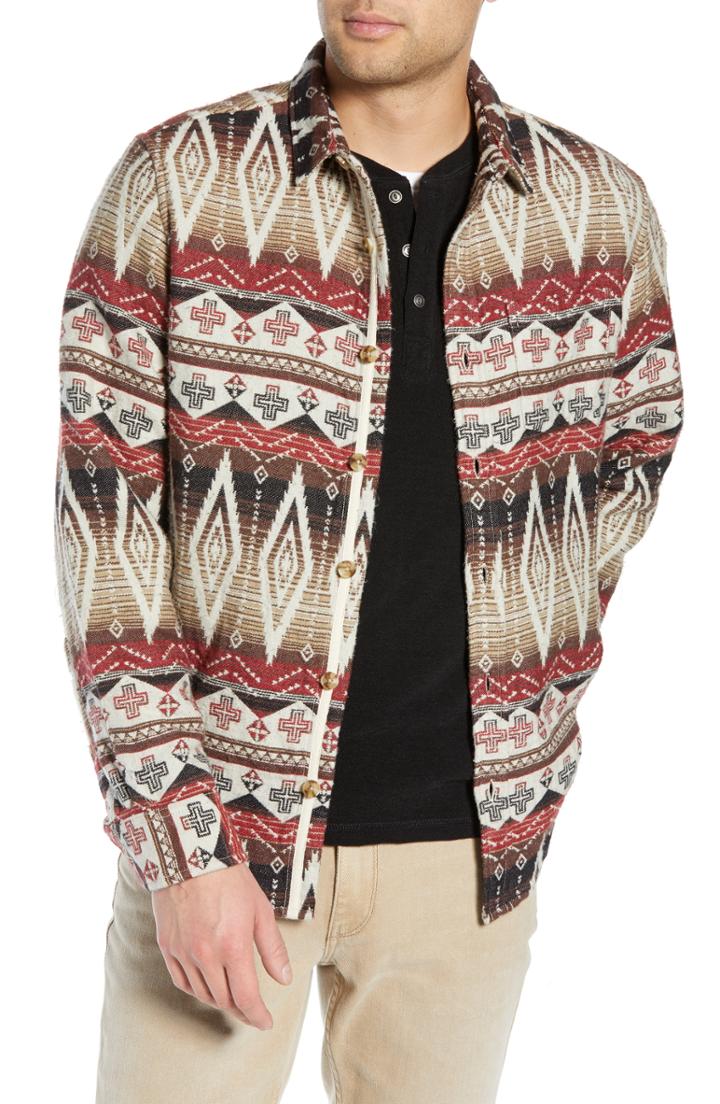 Men's Treasure & Bond Geo Blanket Shirt Jacket - Beige