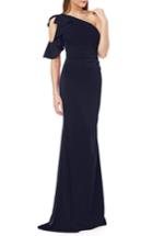 Women's Carmen Marc Valvo One-shoulder Ruffle Gown - Blue