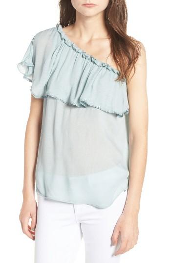 Women's Hinge One-shoulder Ruffle Top, Size - Blue