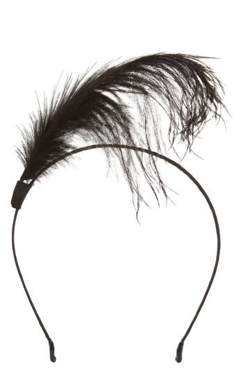 Cara Feather Headband, Size - Black