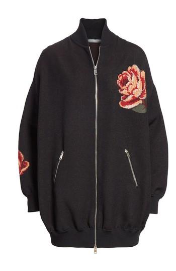 Women's Alexander Mcqueen Floral Knit Bomber Jacket