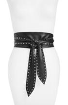 Women's Iro Kazija Crystal Studded Lambskin Leather Wrap Belt - Black Bla01