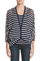 Women's Fuzzi Striped Blouson Cardigan - Blue