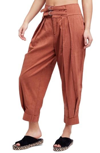 Women's Free People Double Buckle Crop Trousers - Brown