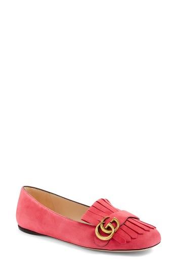 Women's Gucci Gg Marmont Fringe Flat .5us / 37.5eu - Pink