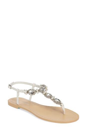 Women's Bella Belle Hera Embellished T-strap Sandal M - Ivory