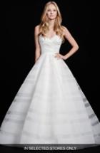 Women's Hayley Paige Lily Strapless Taffeta & Tulle Stripe Skirt Ballgown, Size - Ivory