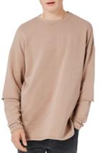 Men's Topman Layer Sleeve Sweatshirt, Size - Brown